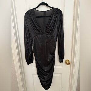 Shimmering Black Long Sleeve Dress